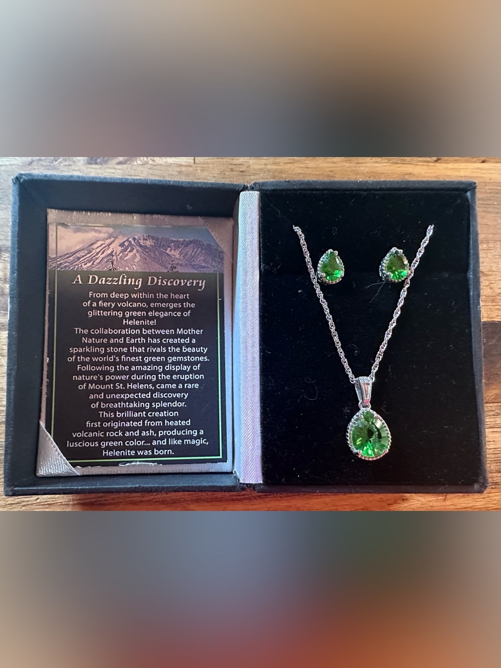 The Bradford Exchange Green Teardrop Pendant & Earrings Set from Mt. St. Hellens